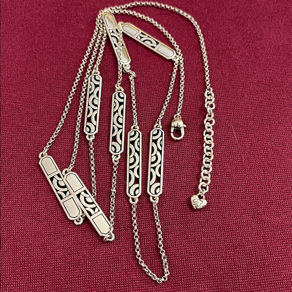 Retired Brighton long heavy open design station necklace adjustable 39”